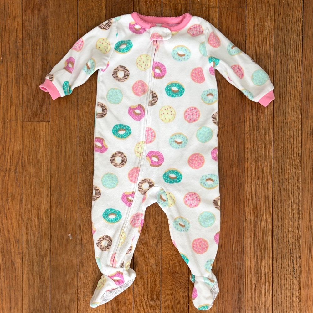 Carter's Sleep & Play Fleece Footed Onesie, 12mo, Donut-print